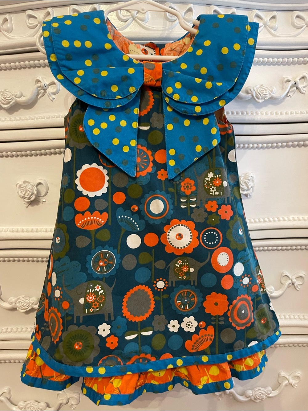 3t JELLY THE PUG dress fall Teal & Orange Floral Dress Agra kenzei
